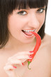cute girl with chili pepper