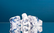 close-up of ice cubes on blue