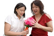 Mum shock to receive roses, isolated white background