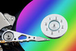Open hard disk drive (HDD) / rainbow gradient