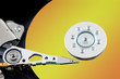 Open hard disk drive (HDD) / yellow gradient