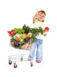 Little girl with healthy food