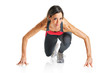 A female athlete isolated on a white background A female athlete isolated on a white background