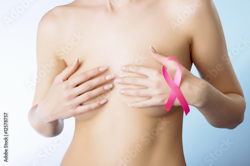 Photo: Girl with a pink ribbon Girl with a pink ribbon
