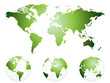 Hand drawn world map and globes (highly detailed)