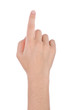 Hand pointing, touching or pressing isolated on white.