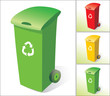 Rubbish bins, three colours Rubbish bins, three colours
