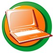 Orange laptop internet icon button. Isolated on white. Orange laptop internet icon button. Isolated on white.