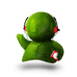 Cute green person listening to music with player Cute green person listening to music with player