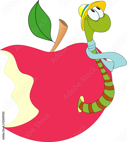 Worm and apple