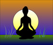 Yoga lotus position against the moon
