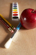 Watercolors and Apple