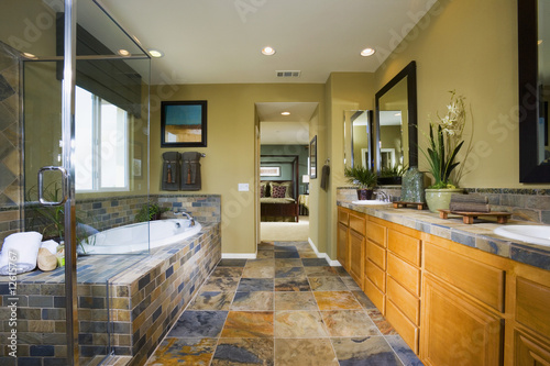 Slate Tile Bathroom Pictures on Slate Tile In Contemporary Bathroom    Fotolia Xxiii  12615767   See