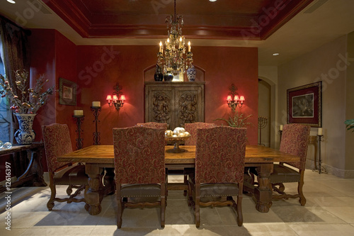 Photo: Red Accents in Traditional Dining Room Red Accents in Traditional Dining Room