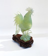 Jade Rooster Figurine on Wooden Stand