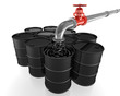 Barils de pétrole remplis par un pipeline