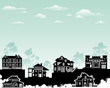 Residence on hill with beautiful nature. Vector layered.