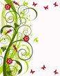 Spring background with red flowers
