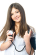 Foto: doctor measuring her blood pressure doctor measuring her blood pressure