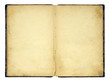 Open old blank book isolated on white