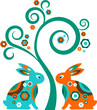 Easter greeting card with bunnies
