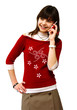 Girl tells by a mobile phone