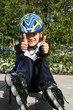 Child with roller skates.