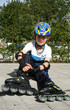 Roller young boy - training.