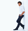 Full length portrait of a young smart African isolated
