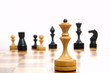 Some chessmen on a chessboard, white background