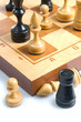 Chessmens on a chessboard, white background