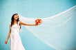 bride with a wedding bouquet