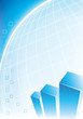 Blue Design with Graphs and a Globe