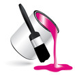 Pink paint pot and brush Pink paint pot and brush