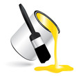 Yellow paint and brush