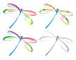 Set of color dragonfly. Vector illustration.
