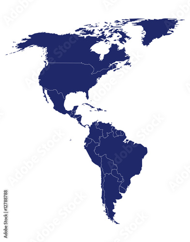 Vektor: vector map of north and south america vector map of north and south america