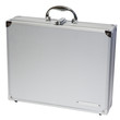silver metal briefcase isolated