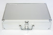 silver metal briefcase isolated