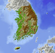 South Korea, shaded relief map South Korea, shaded relief map
