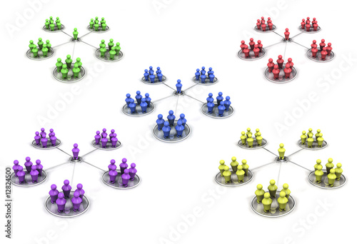 reseau social 3D multicolore
