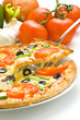 homemade pizza with fresh tomato olive mushroom cheese homemade pizza with fresh tomato olive mushroom cheese