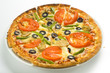 homemade pizza with fresh tomato olive mushroom cheese