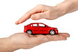 Red car in hands