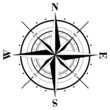Black compass rose isolated on whte