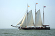 Sailing ship  under full sail.