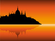 City view at sunset