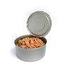 Tuna can open on white background, isolated photo Tuna can open on white background, isolated photo