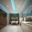 kitchen interior design in blue light