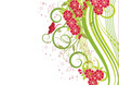 coin floral vert et rouge fluo coin floral vert et rouge fluo